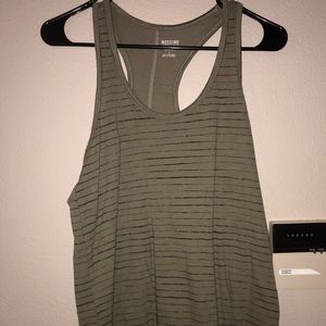Olive Green-Black Striped Tank-Top
